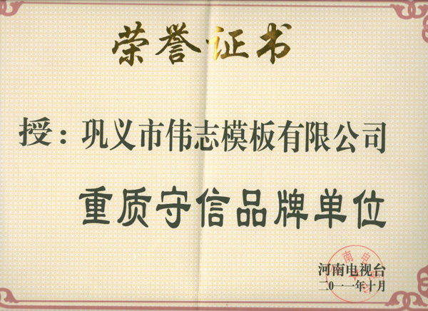 河南电视台荣誉证书